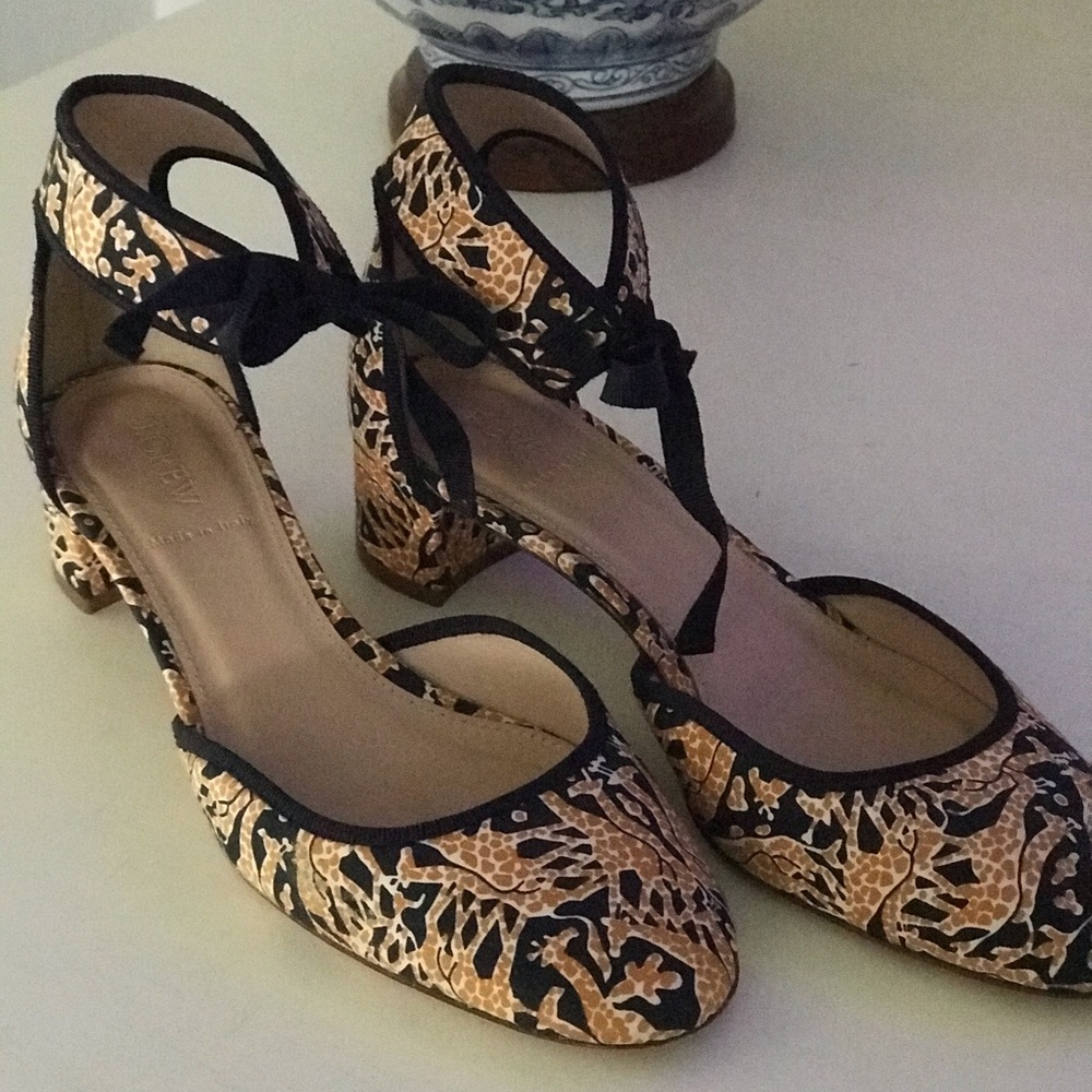 J Crew Italian sandals with ribbon tie